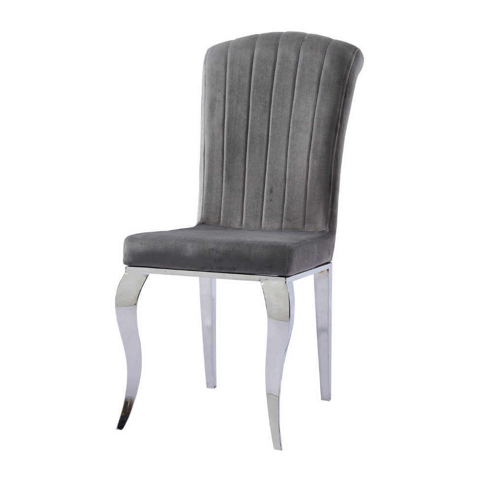 Chaise Nansouty Argent velours Gris Ardoise