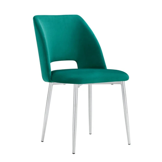 Chaise Ava Argent velours Vert