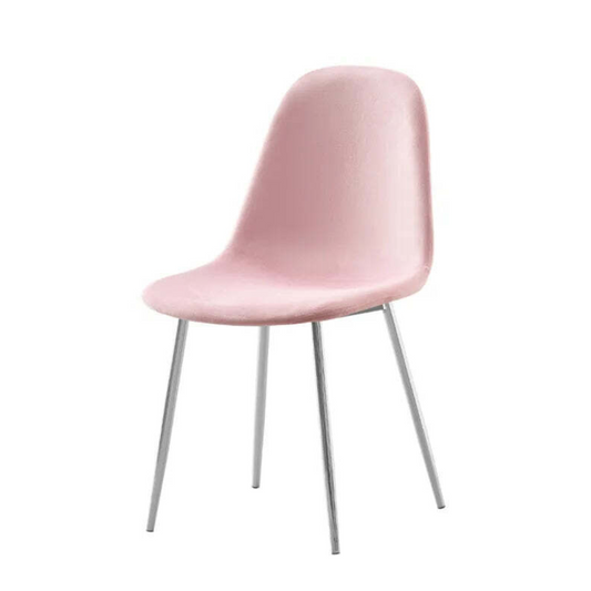 Chaise Maya Argent velours Rose pale