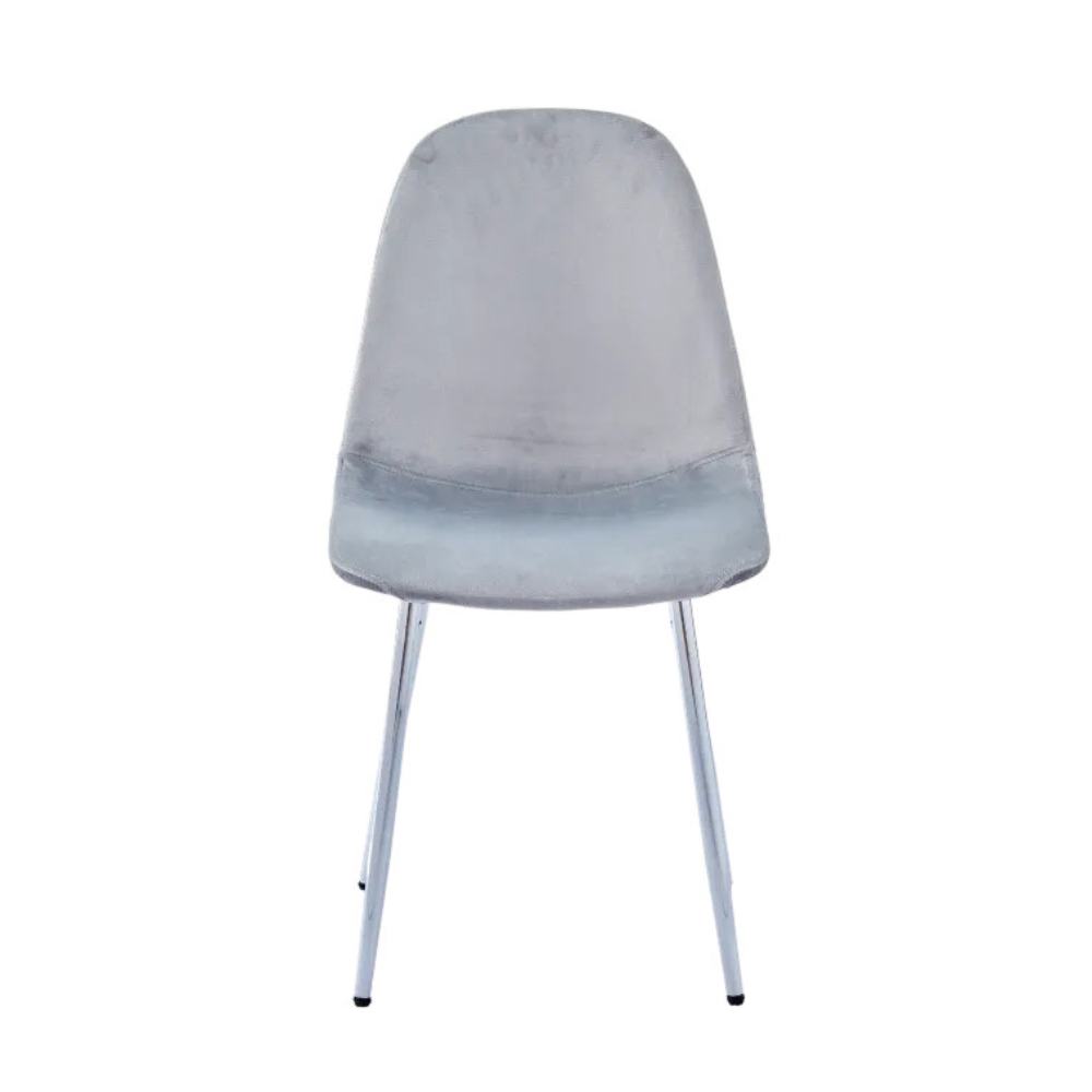 Chaise Maya - Structure Argent Velours Alvéolé Style Scandinave