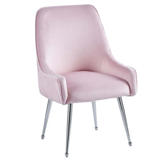 Chaise Luxury Argent velours Rose