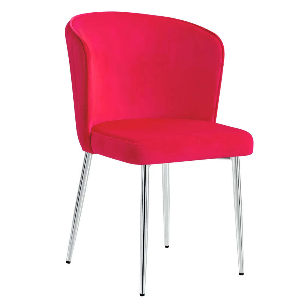 Chaise Diana Argent velours Fushia