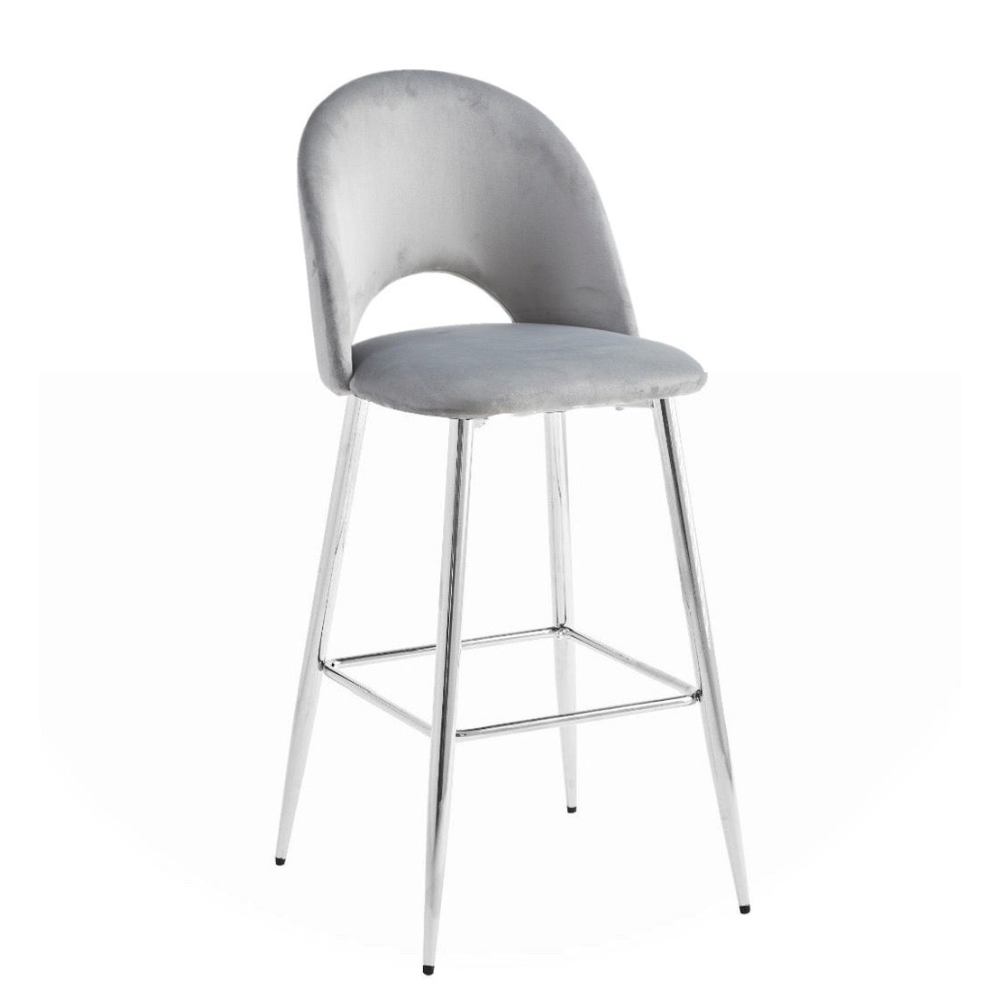 Tabouret Amelia Argent velours Gris