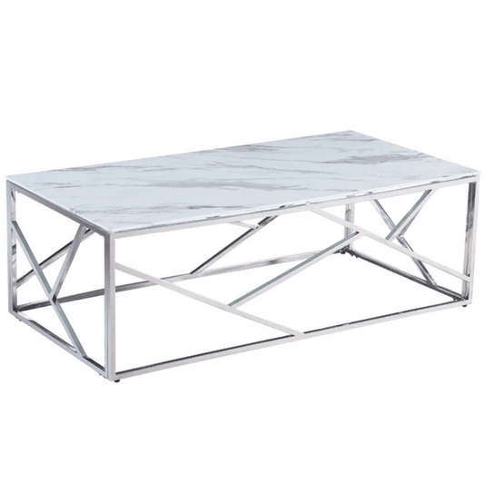 Table basse Comédie Argent Marbre blanc