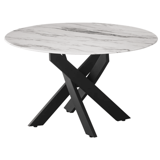 Table basse Victoire Black Metal Marbre blanc