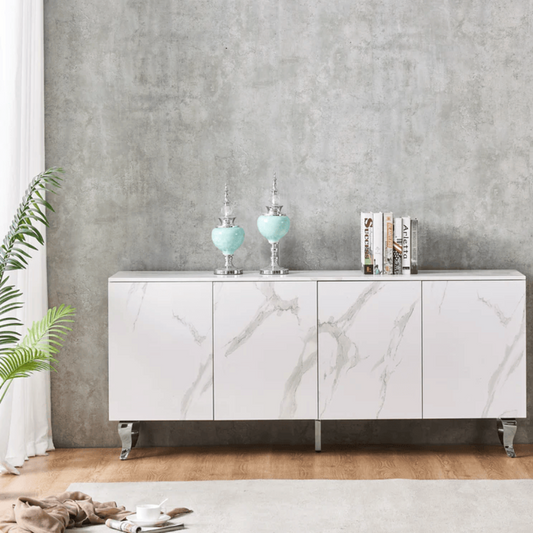 Buffet Nansouty Argent marbre blanc 180 cm