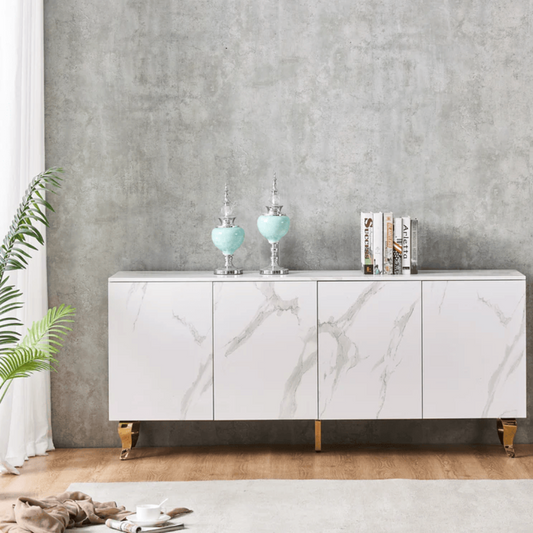 Buffet Nansouty Or marbre blanc 180 cm