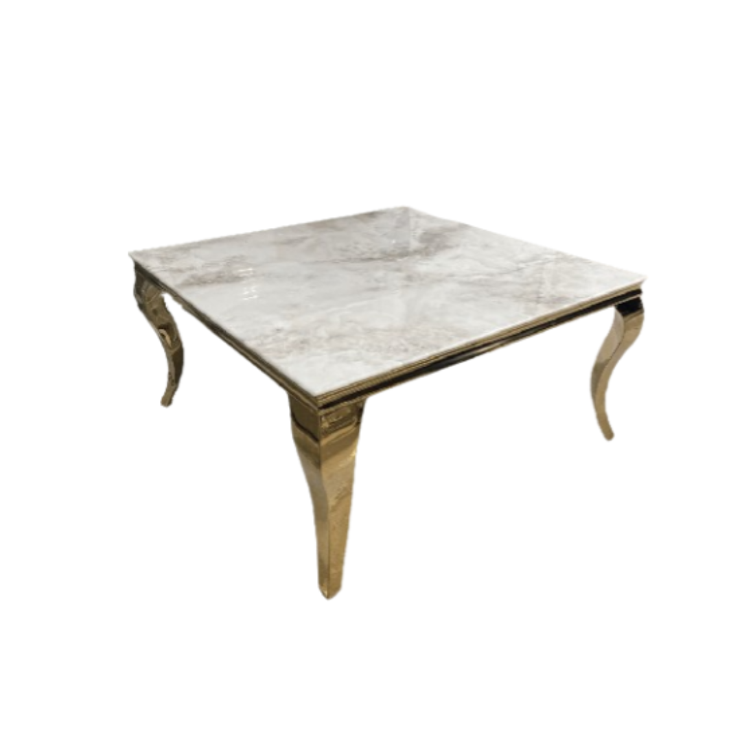 Table basse carrée Nansouty Or Marbre blanc