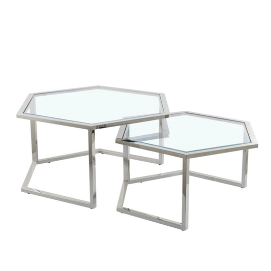 Tables gigognes Xarba Argent Verre trempé