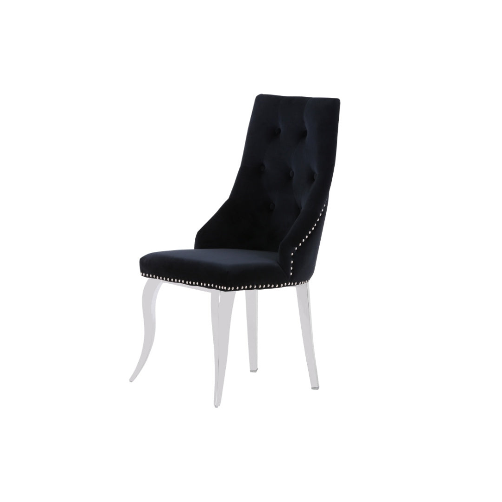 Chaise Anneau Argent velours Noir