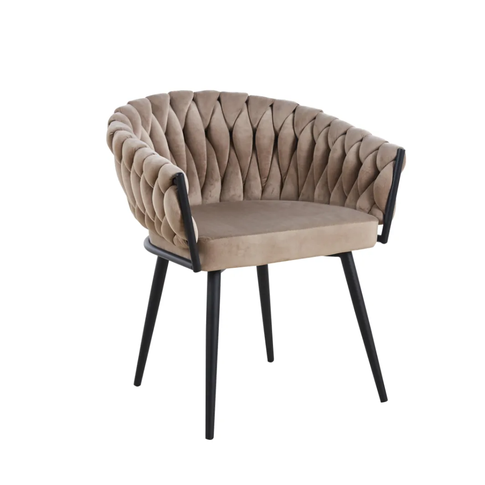 Chaise Tressée -  Velours, Style Fauteuil accoudoirs