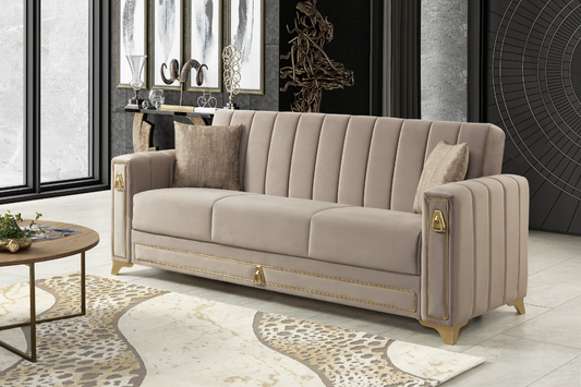 Canapé convertible 2 places Oran velours Beige