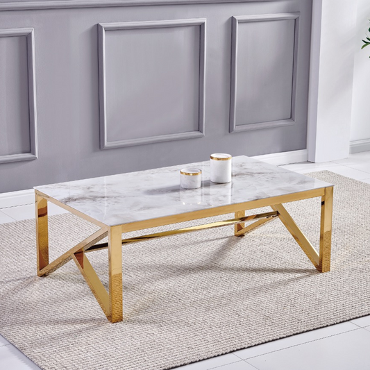 Table basse Majestic Or Marbre blanc