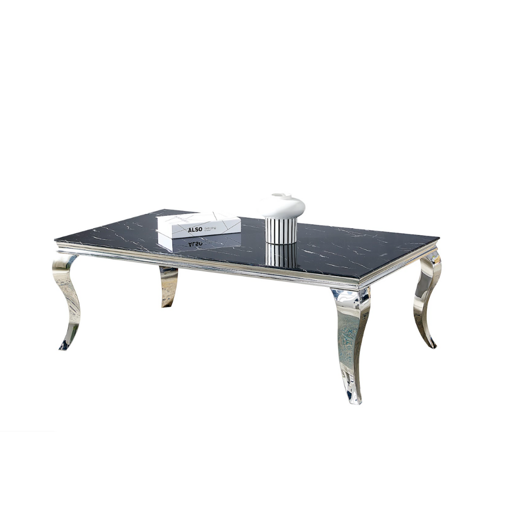 Table basse Nansouty Argent marbre noir