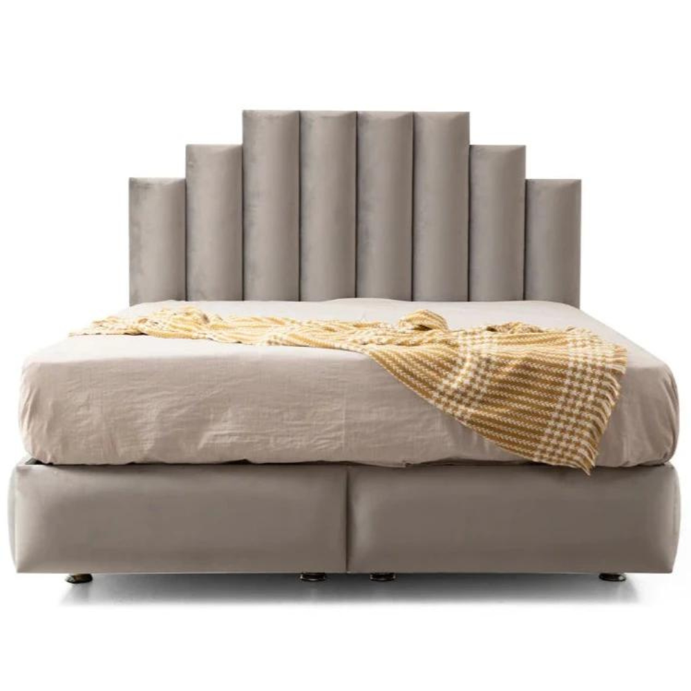 Lit Coffre Natura Velours Gris