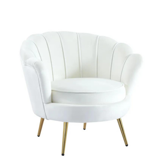 Fauteuil Quinconce Or velours Ecru