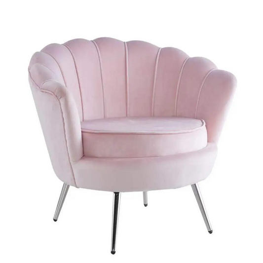 Fauteuil Quinconce Argent velours Rose