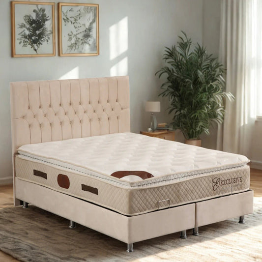 Lit Coffre Hugo Capitonnée Velours