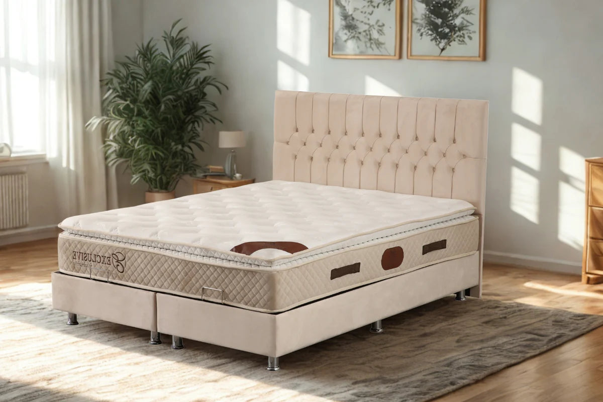 Lit Coffre Hugo Capitonnée Velours