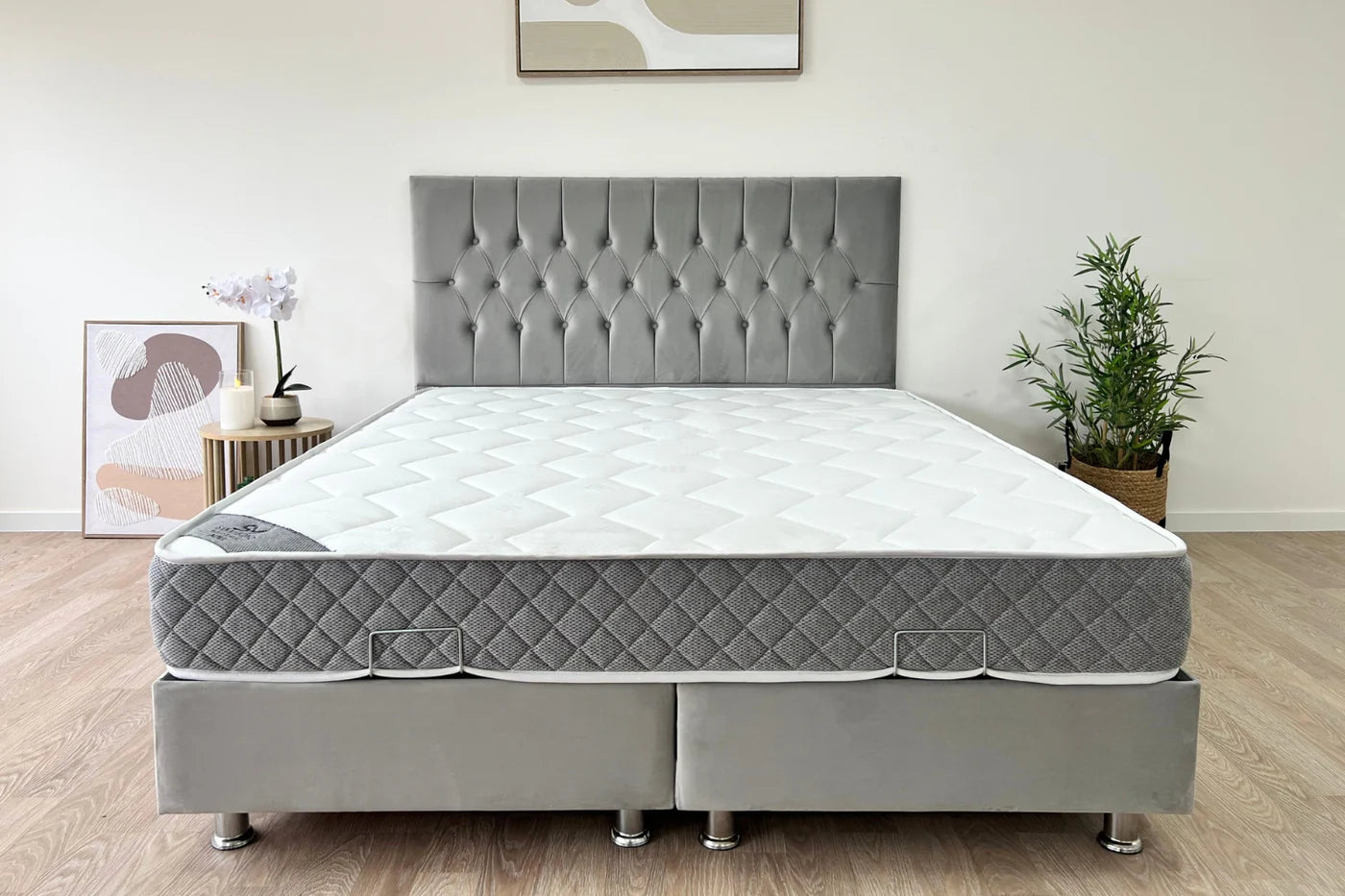 Lit Coffre Hugo Capitonnée Velours