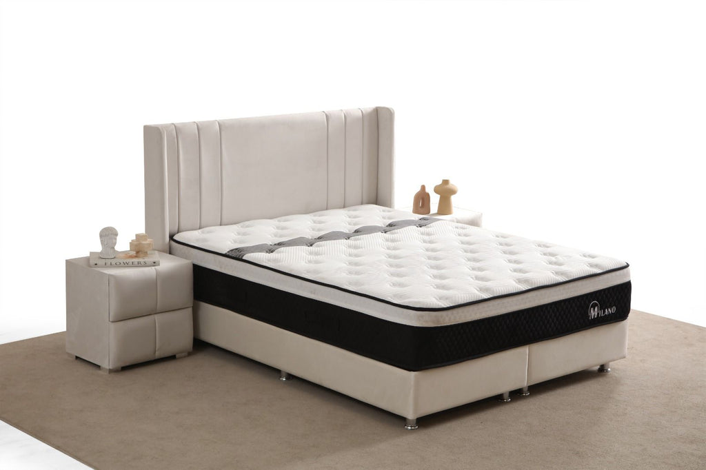 Lit Coffre Alma velours blanc cassé