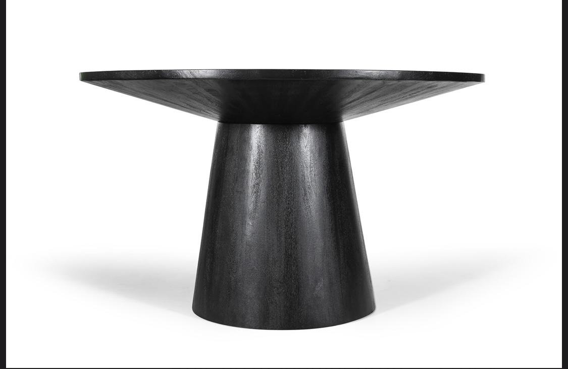Table à manger Tommy Ronde en bois de manguier noir 130cm