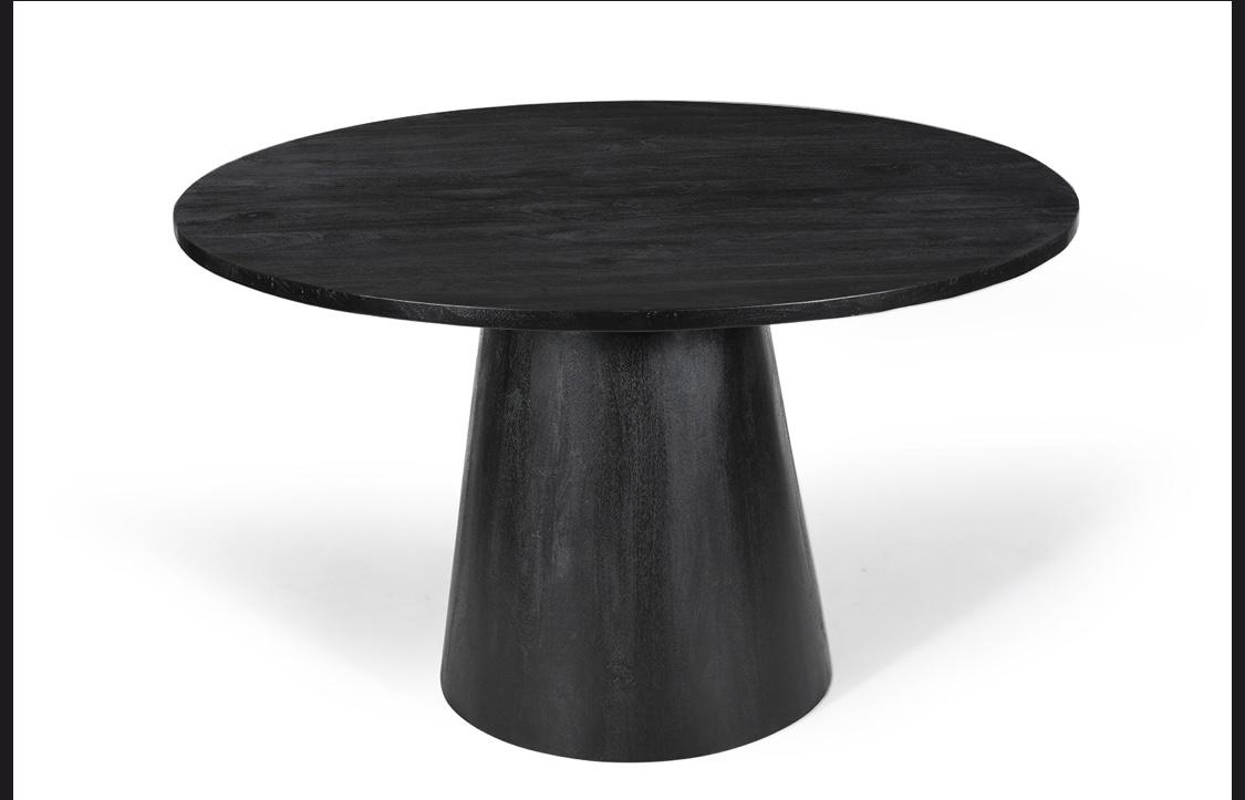 Table à manger Tommy Ronde en bois de manguier noir 130cm