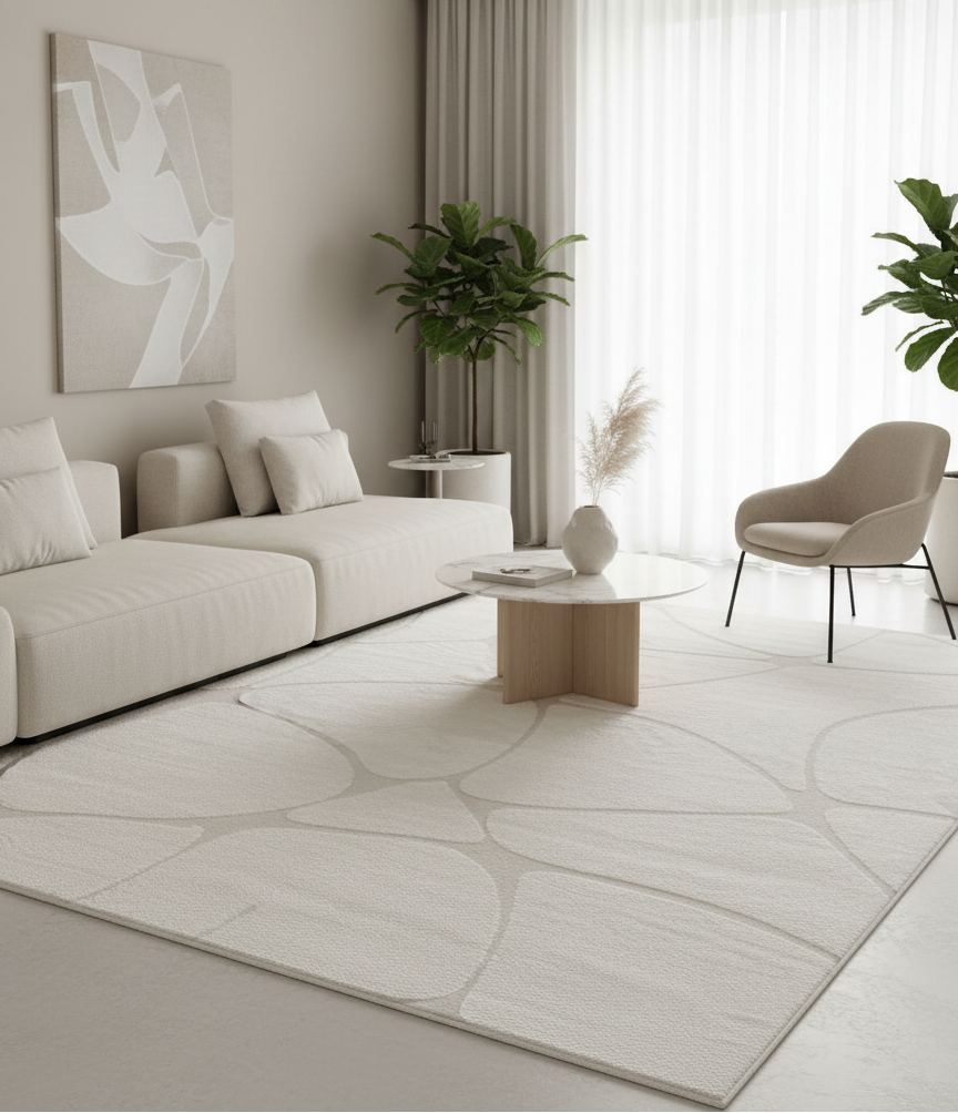 Tapis Elio crème Merinos – Confortable et Sobre Design Galet