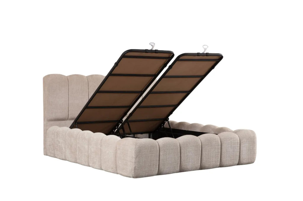 Lit coffre Alya beige tissu marbella