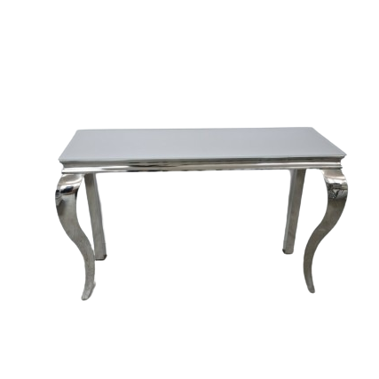 Console Nansouty Argent Verre blanc 120 cm