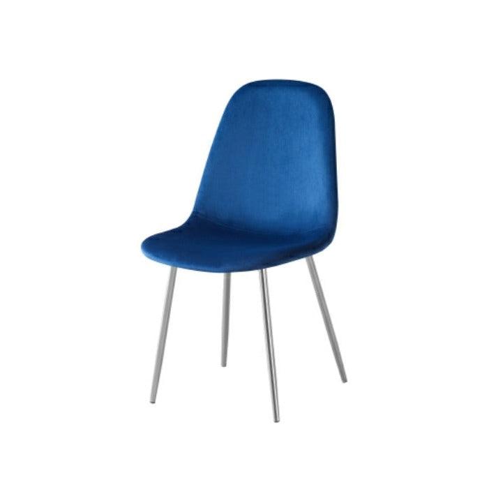 Chaise Maya - Structure Argent Velours Alvéolé Style Scandinave