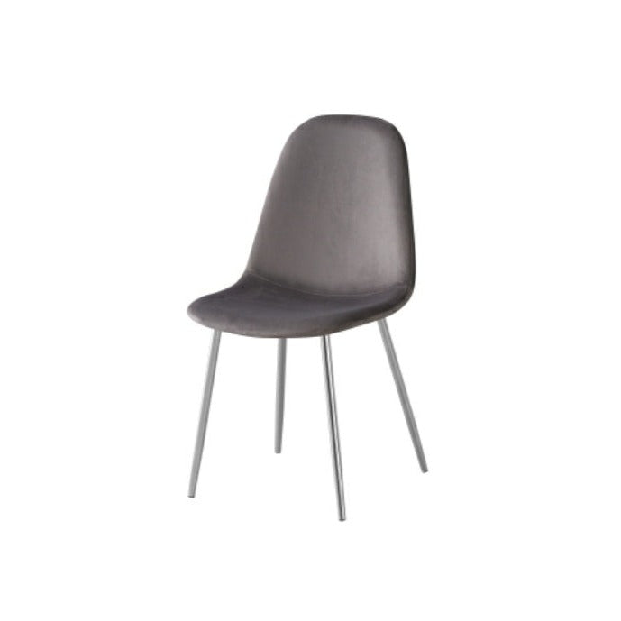 Chaise Maya - Structure Argent Velours Alvéolé Style Scandinave