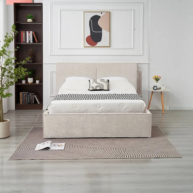 Lit coffre olivia tissu chenille beige