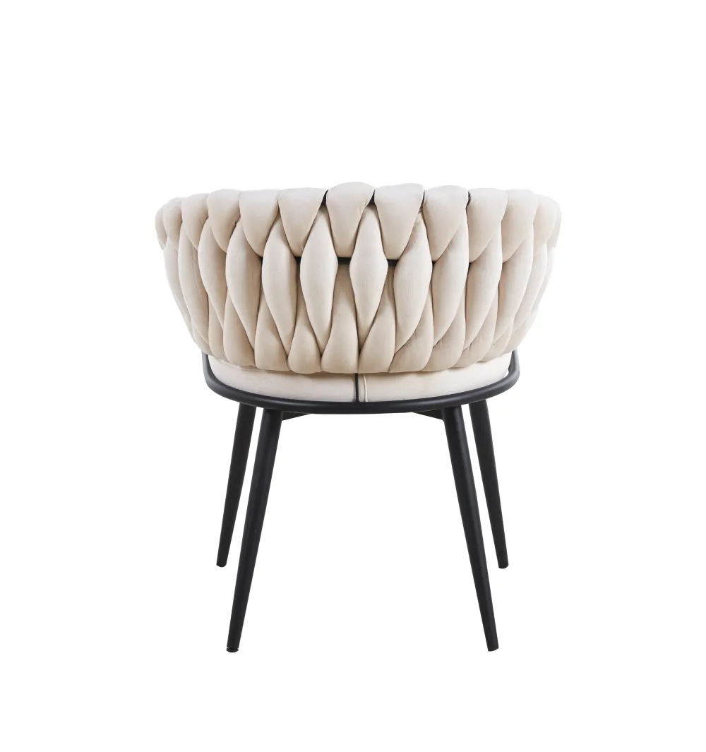 Chaise Tressée -  Velours, Style Fauteuil accoudoirs