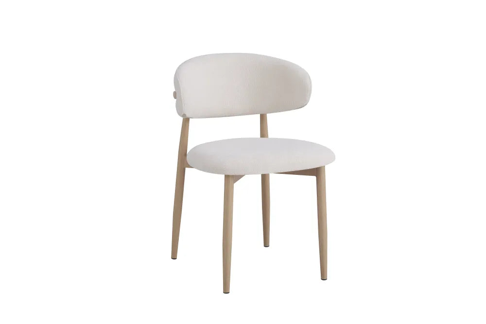 Chaise Lucile pied effet bois grain beige