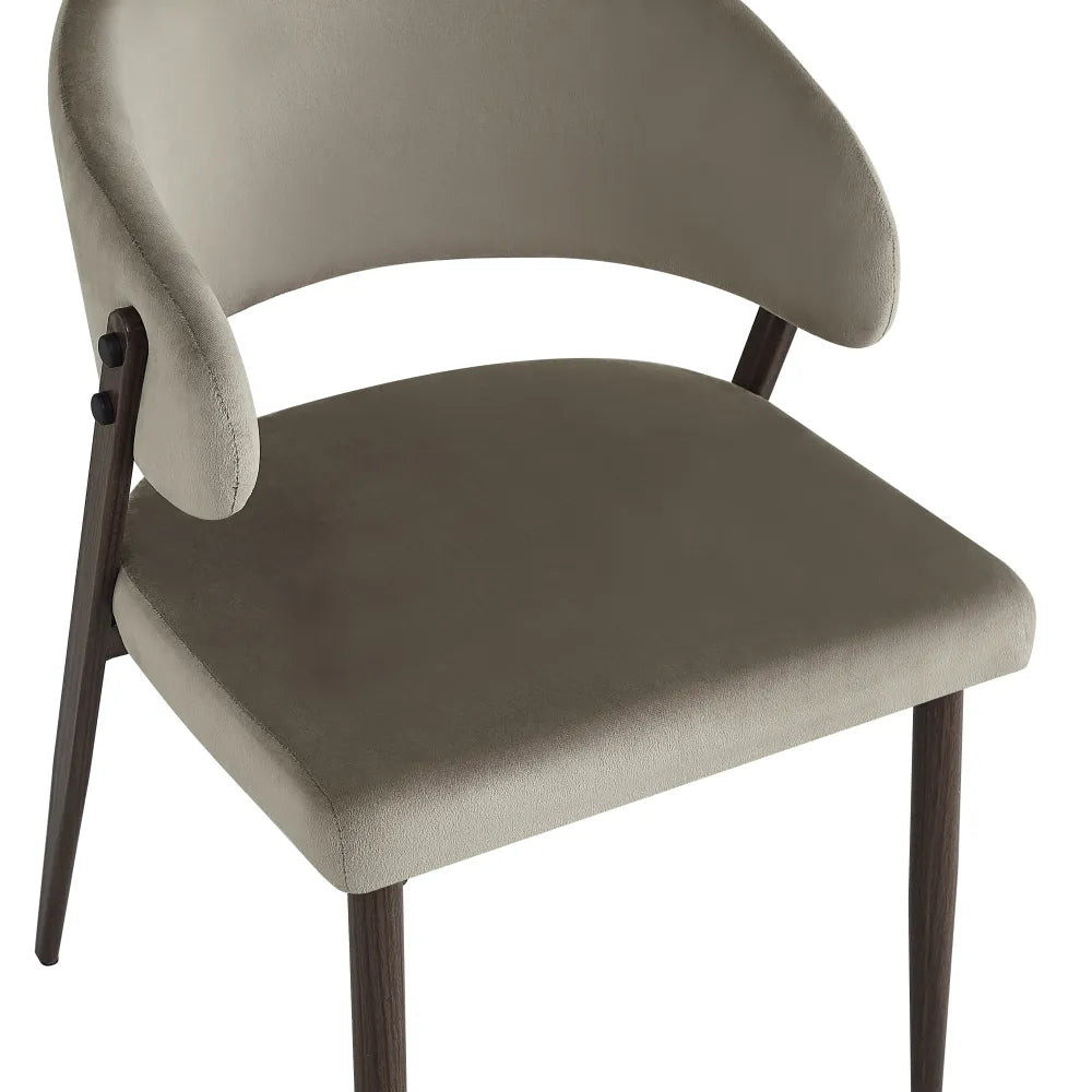 Chaise Lamia pieds noyer velours Taupe