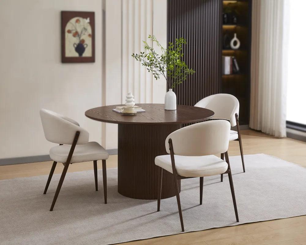 Chaise Lamia pieds noyer velours Beige