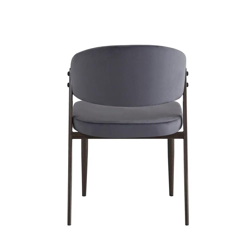 Chaise Lamia pieds noyer velours Gris anthracite