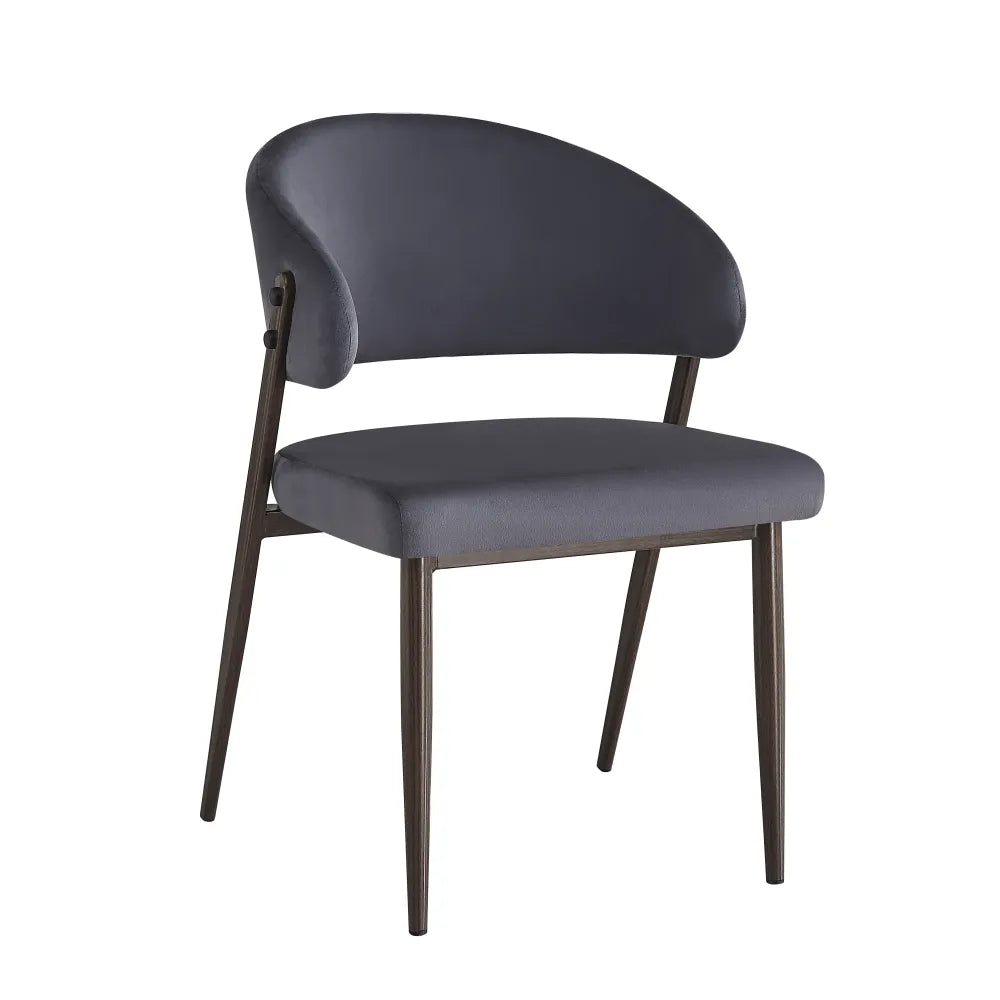 Chaise Lamia pieds noyer velours Gris anthracite