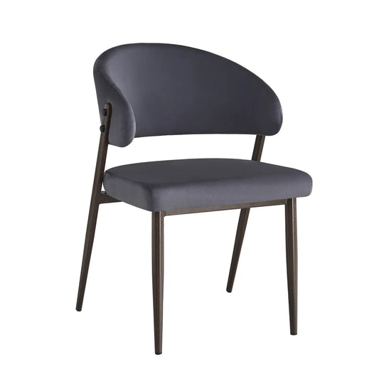 Chaise Lamia pieds noyer velours Gris anthracite