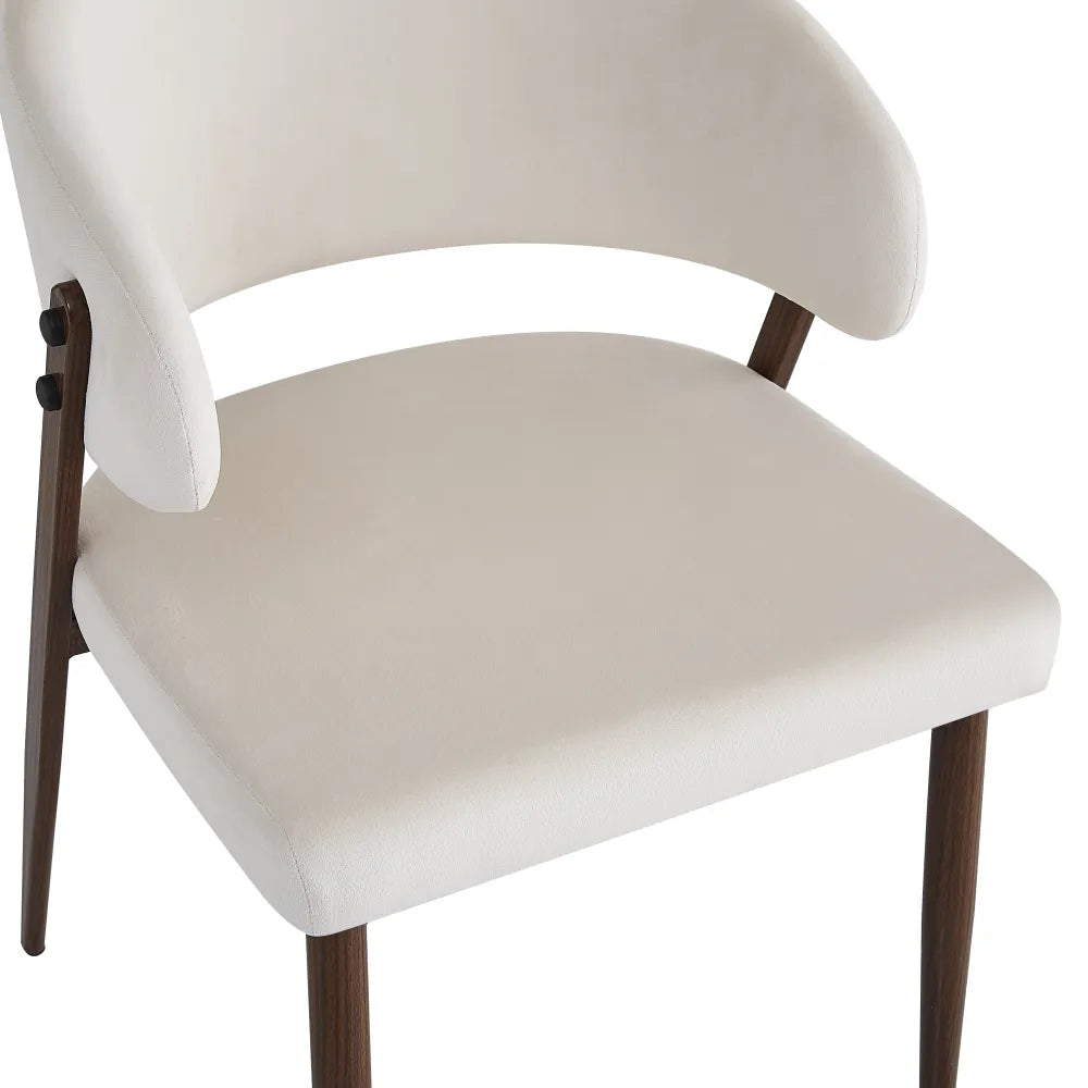 Chaise Lamia pieds noyer velours Beige