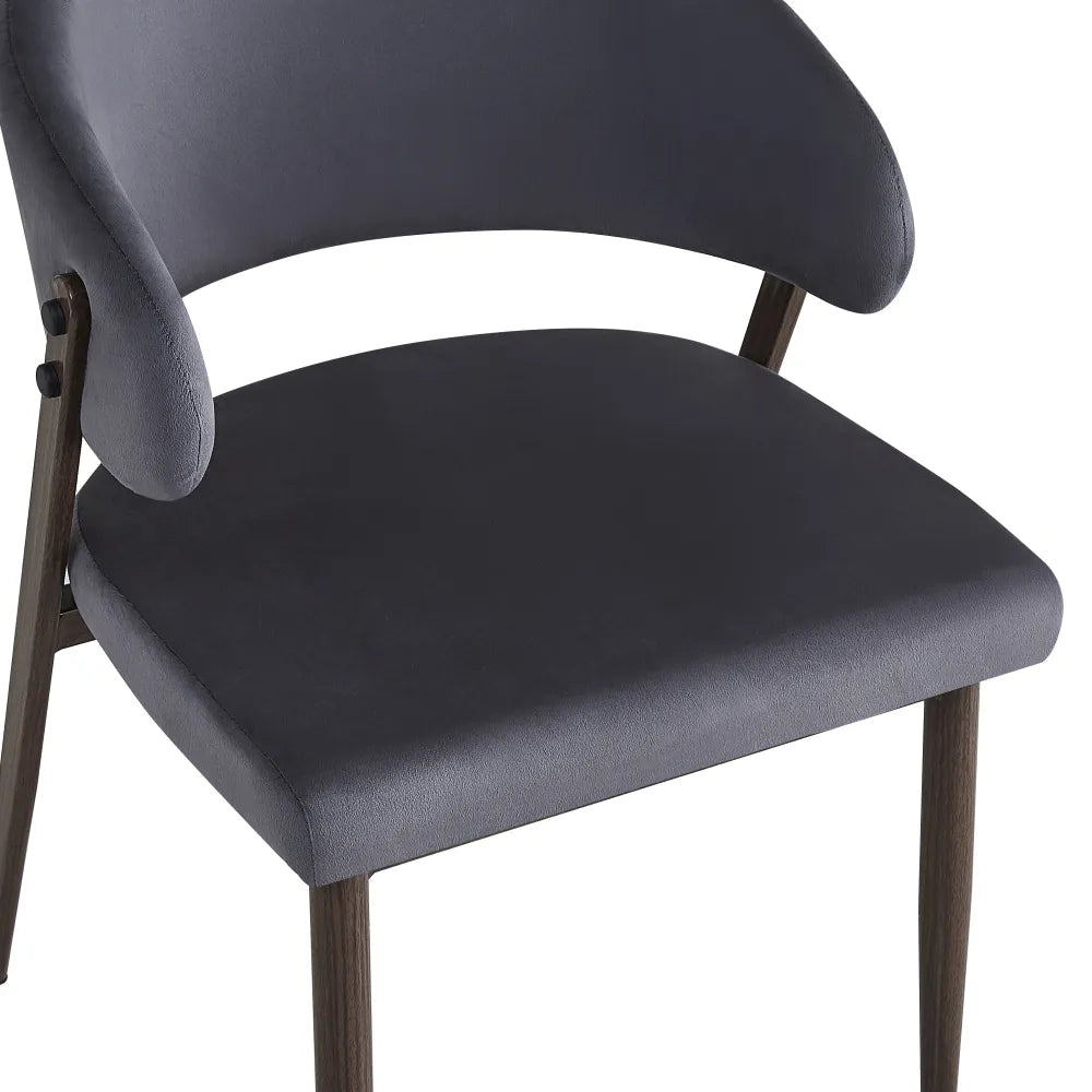 Chaise Lamia pieds noyer velours Gris anthracite