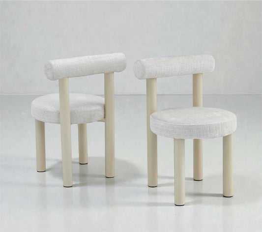 Chaise Irina tissus Marbella pieds travertin