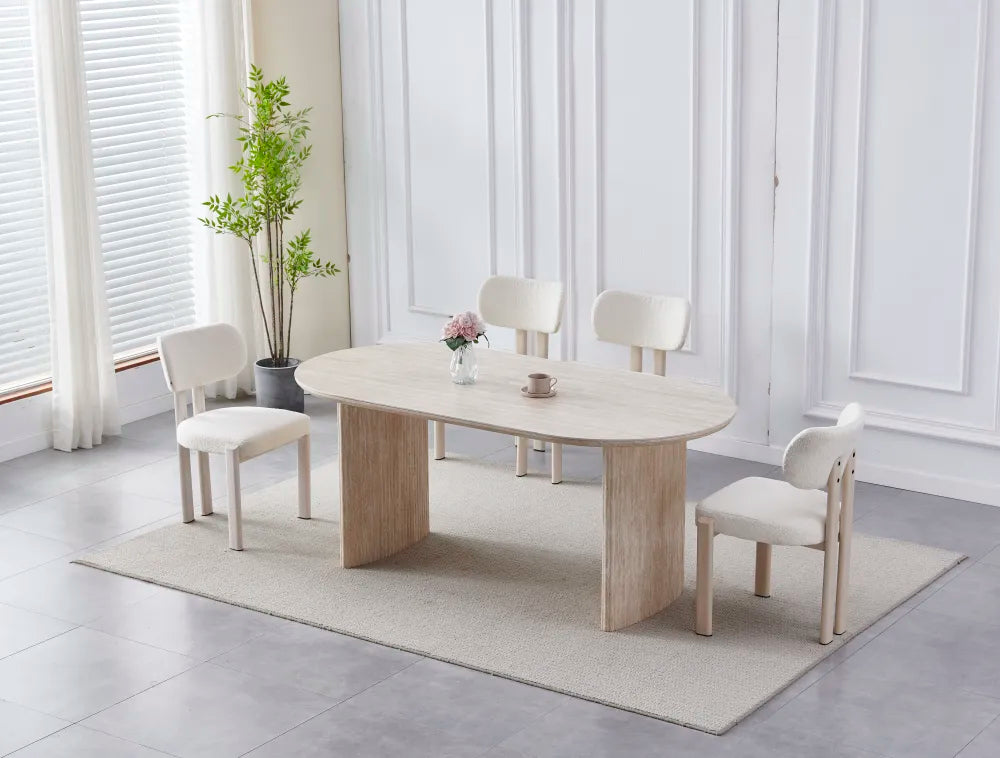Table à manger Joséphine céramique marbre blanc 180cm