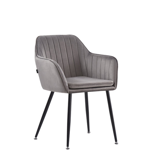 Chaise Intendance - Structure noir metal, style velours classique