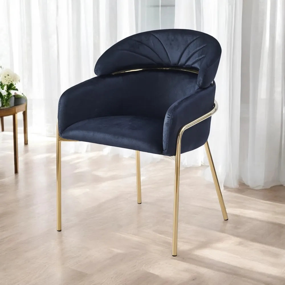 Chaise Emily velours taupe pied doré