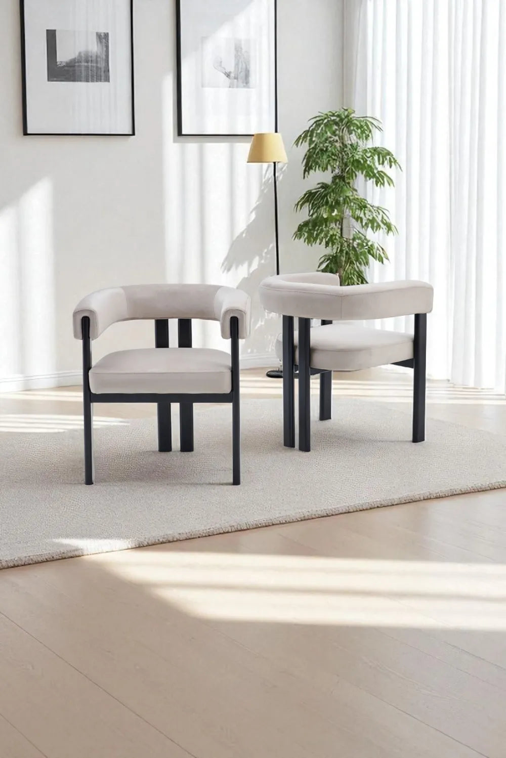 Chaise Liora velours pied noyer