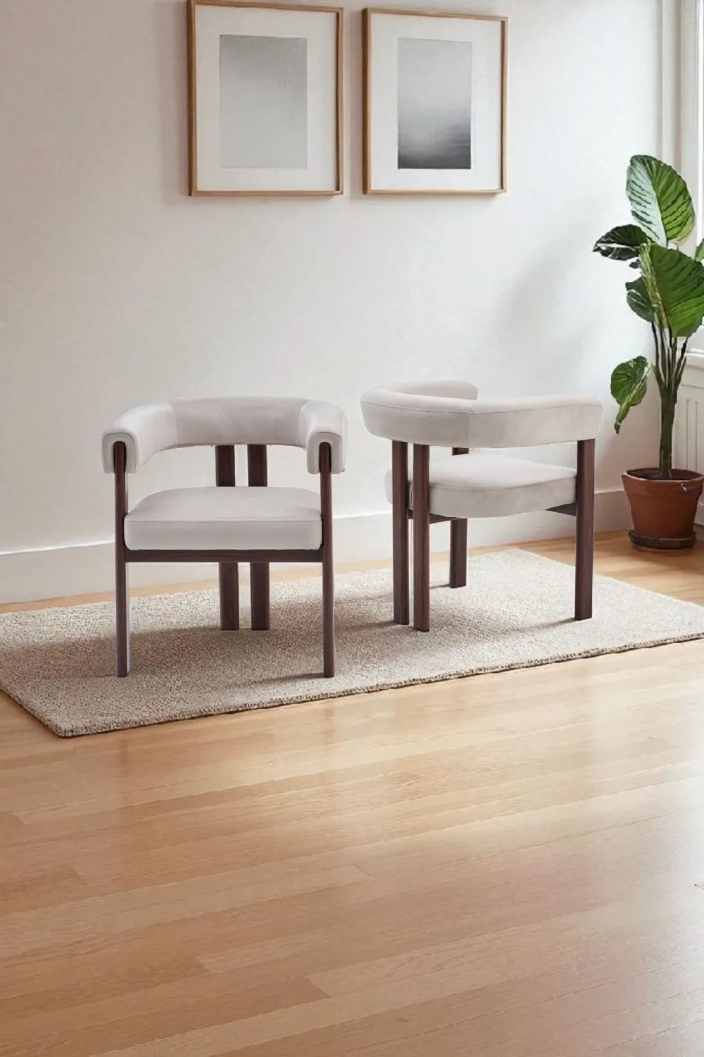 Chaise Liora velours pied noyer