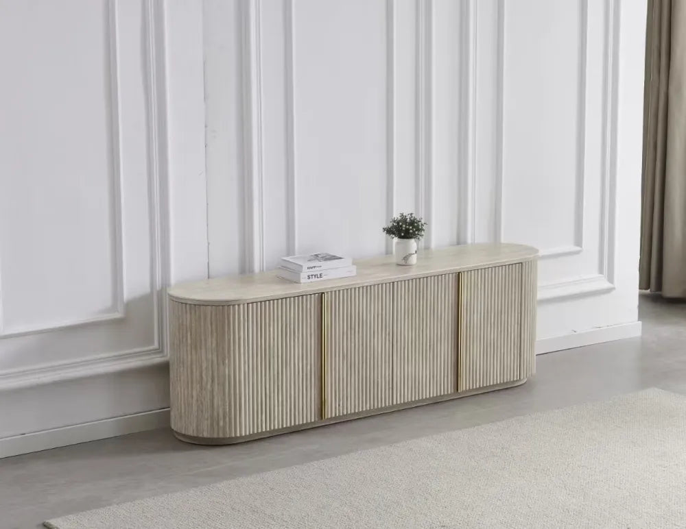 Meuble TV Calypso céramique noyer travertin 180cm