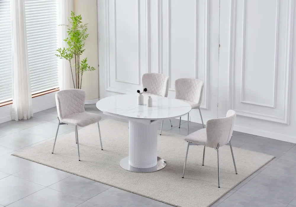 Table à manger à rallonge Sofia pied chrome 125-165cm
